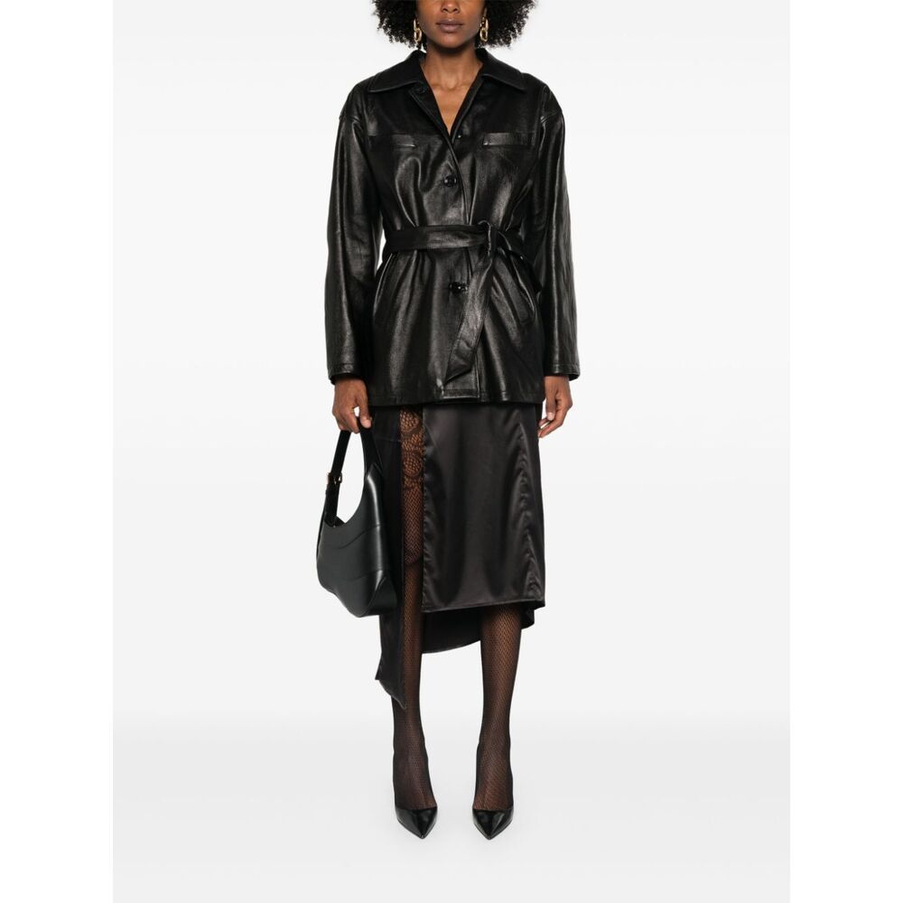 Dolce & Gabbana Drop Shoulder Belted Jacket In Black