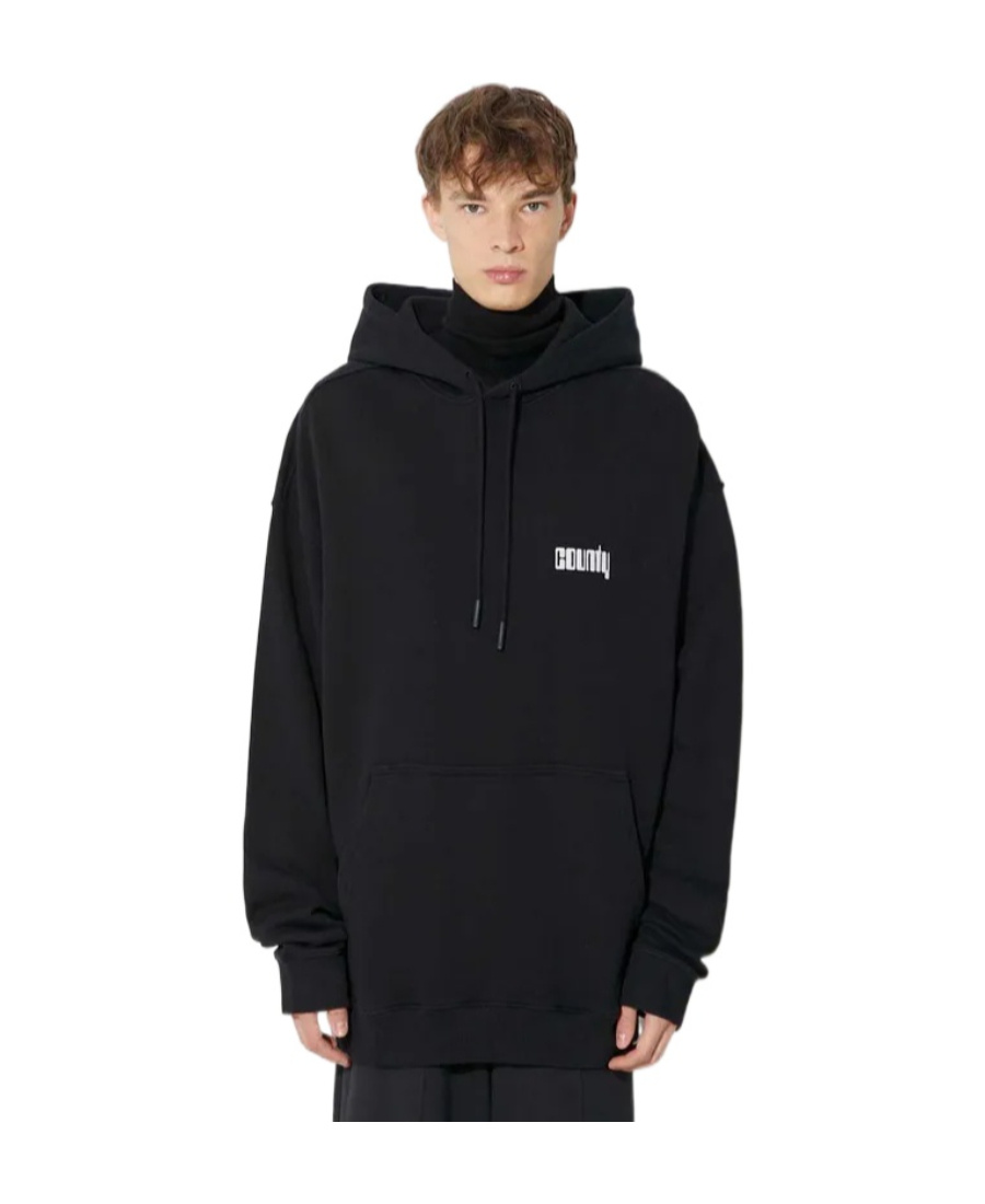 Marcelo Burlon County Of Milan Long-sleeved Hooded Sweater In Black