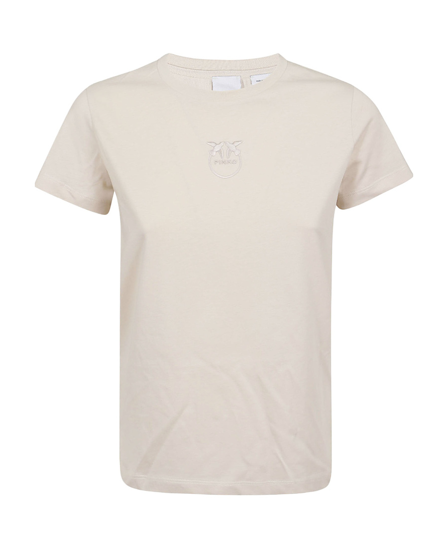 Pinko Logo Embroidered Crewneck T-shirt In Neutral