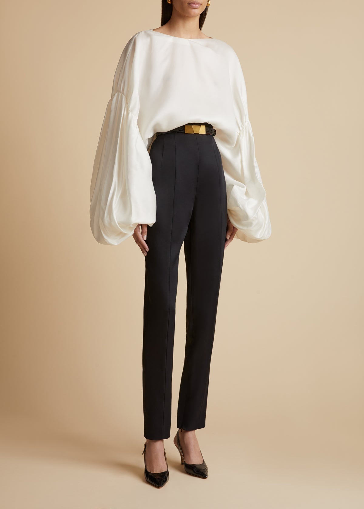 Shop Khaite The Quico Silk Blouse In White