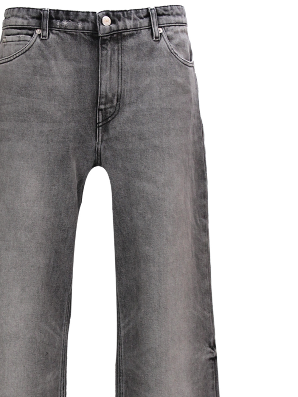 Courrèges Stonewashed Straight-leg Cotton Jeans In Gray