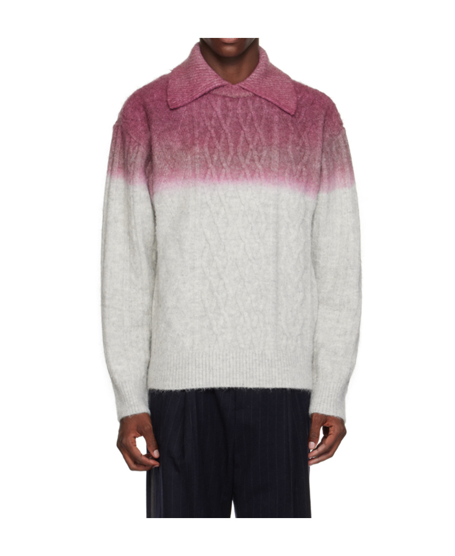 Ader Error Two-tone Stretch Acrylic Blend Sweater In White