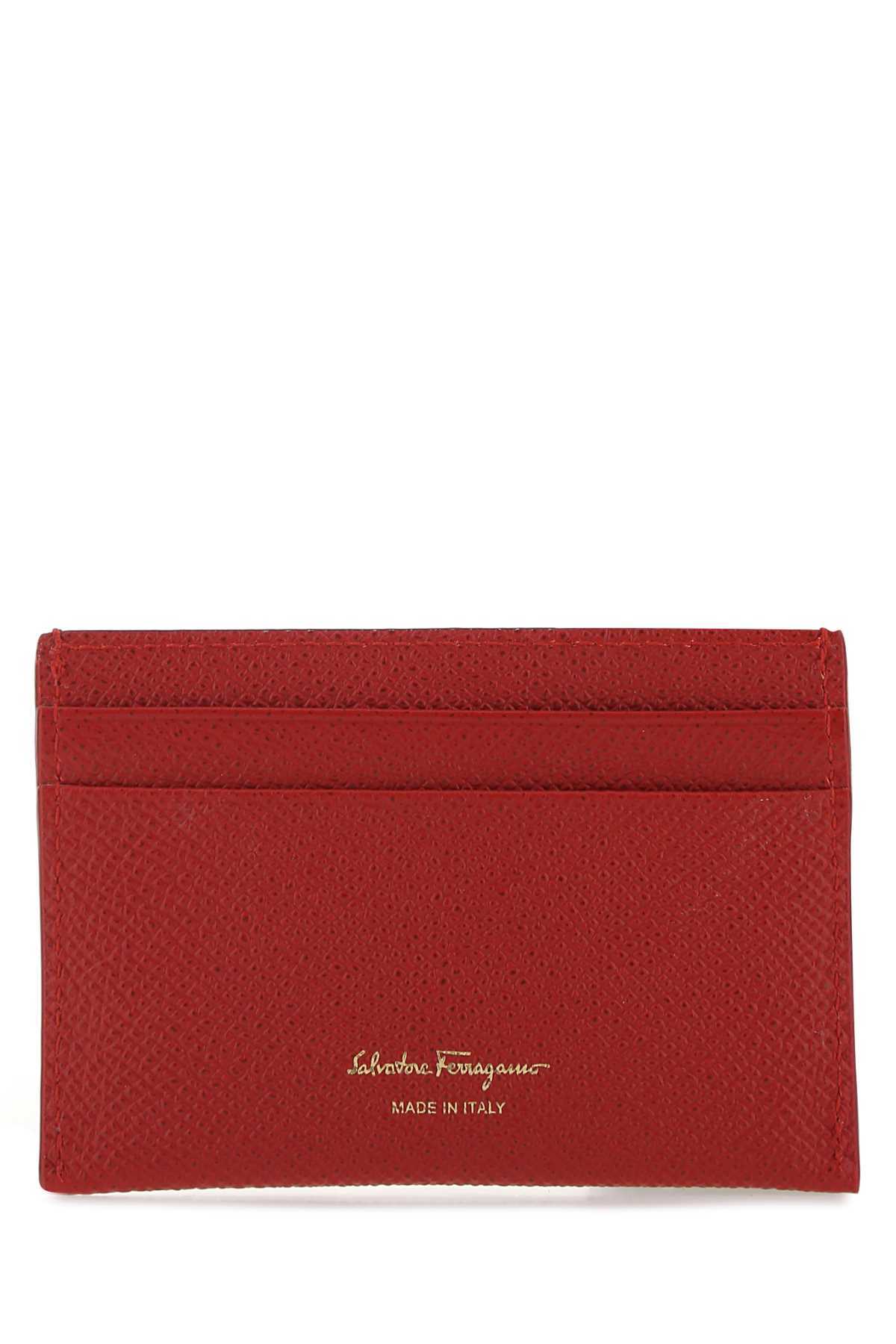 Ferragamo Red Gancini Card Holder In Red
