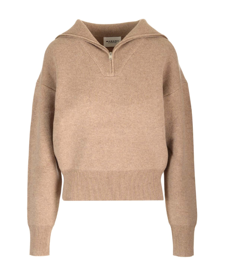 Isabel Marant Étoile Zip-detail Ribbed Jumper In Nude