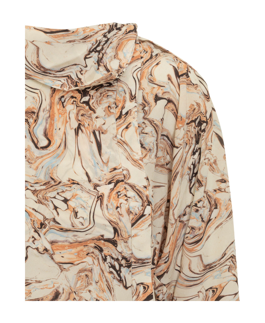 Isabel Marant Tiphaine Marble-print Silk Blouse In Nude