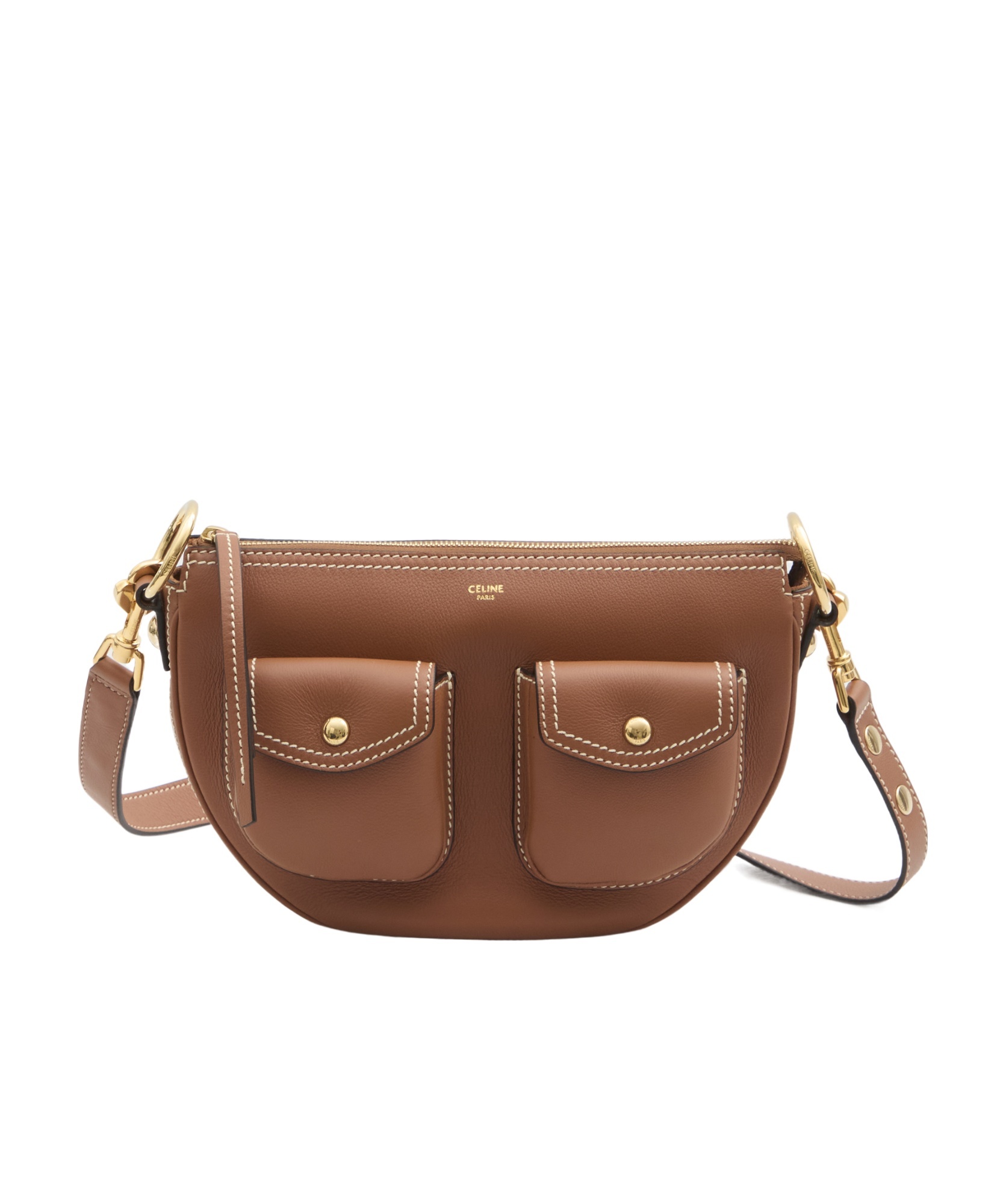 Celine Zip-open Shoulder Bag In Brown