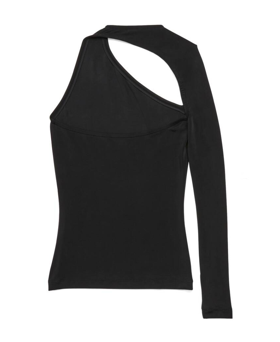 Balenciaga One-sleeve Cutout Stretch-jersey Top In Black