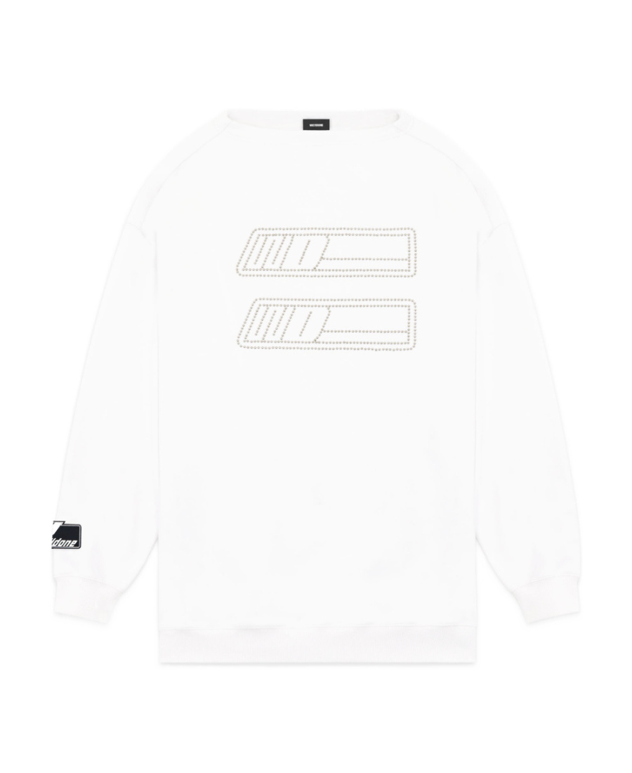 We11 Done Logo Pattern Pullover In White