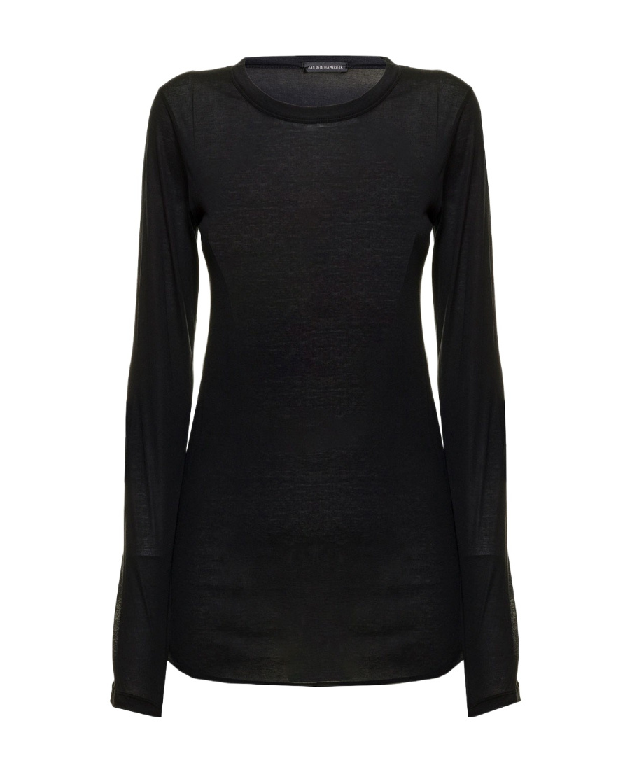Ann Demeulemeester T-shirt With Round Neck And Long Sleeves In Black