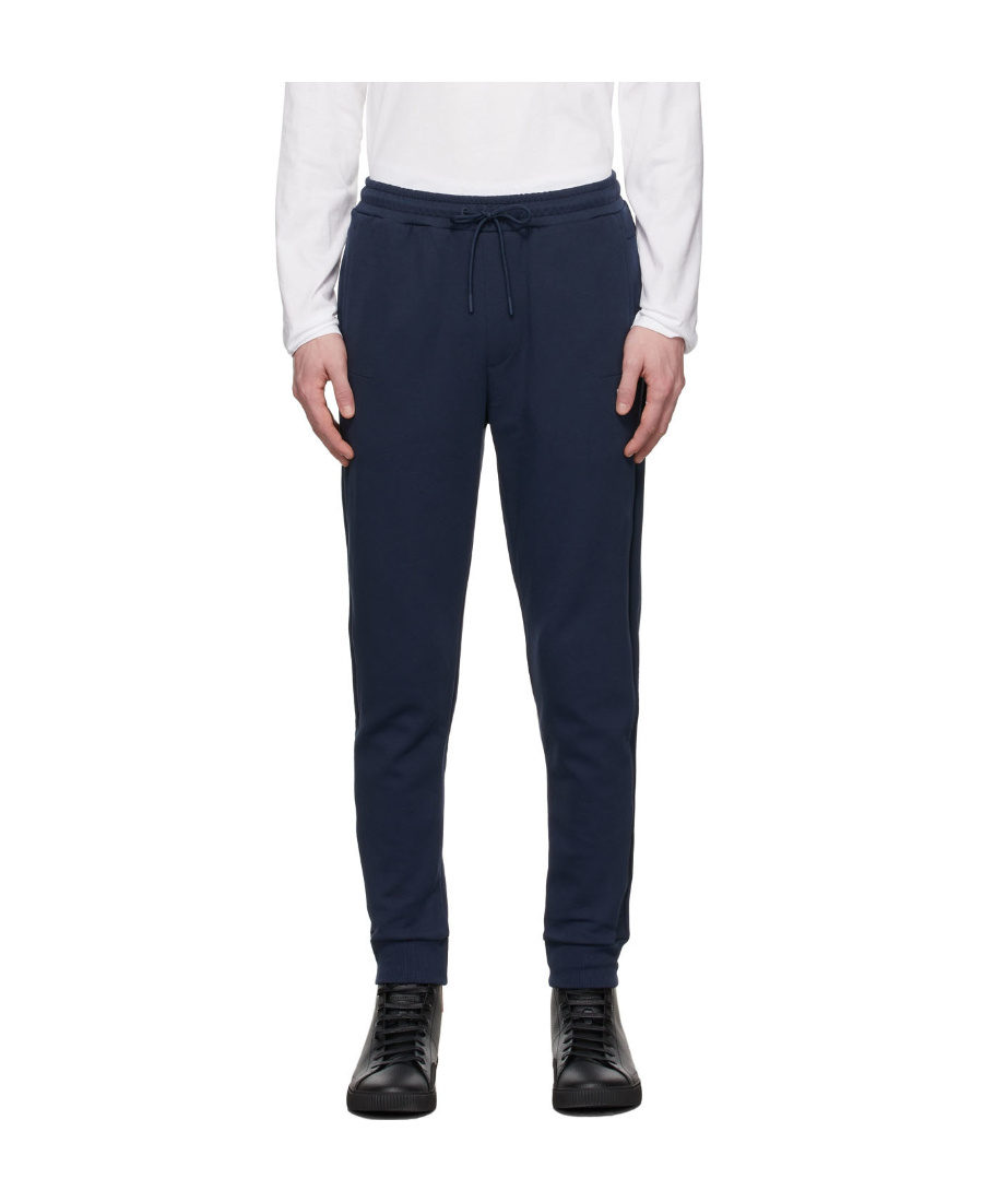 Shop Hugo Boss Navy Blue Logo Sweatpants In Black