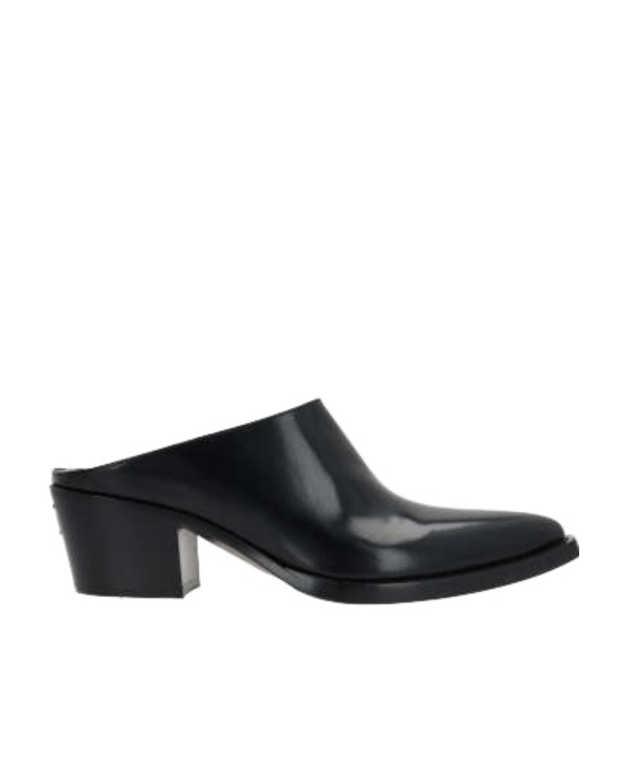 Prada Point-toe Leather Mules In Black