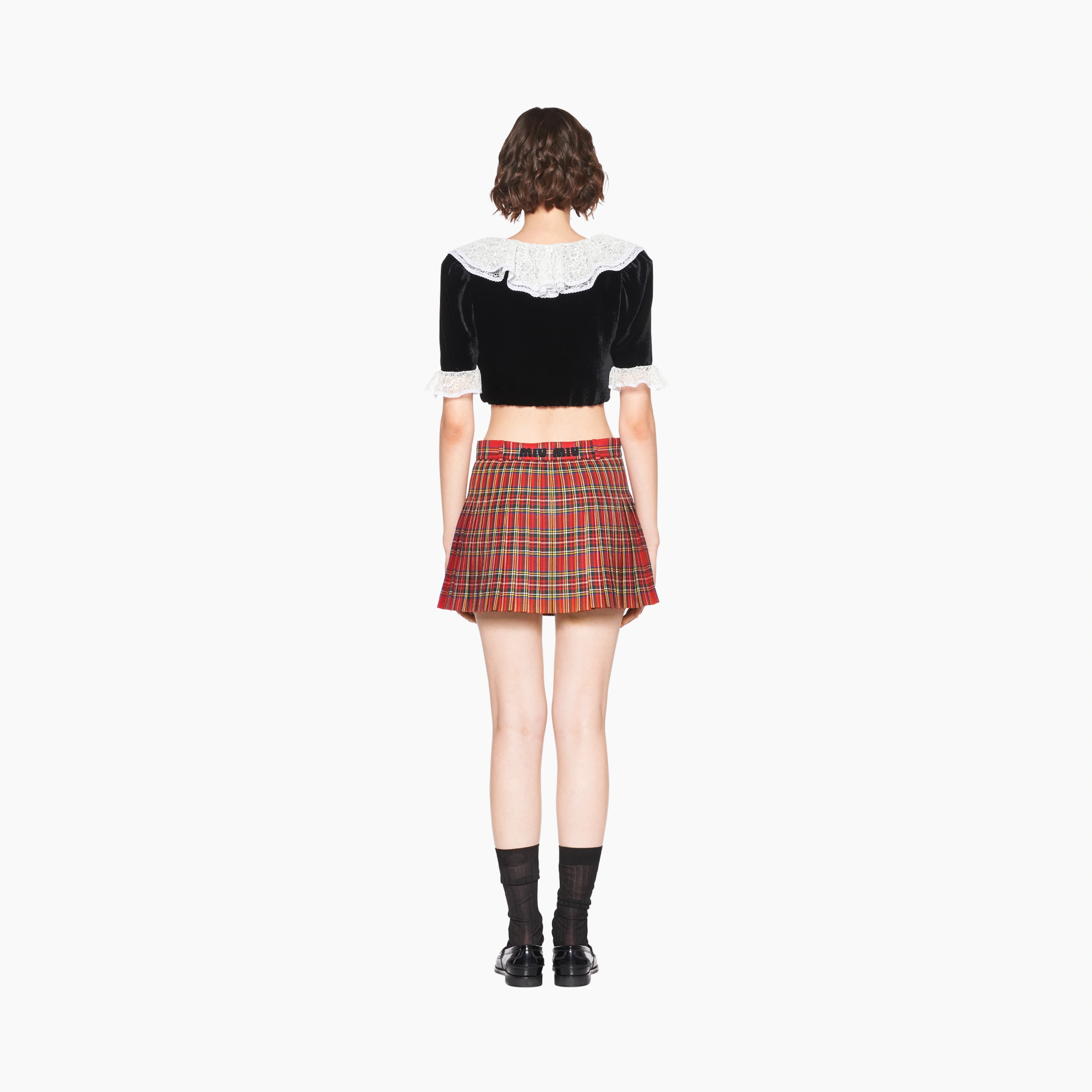 Miu Miu Plaid Skirt In Red