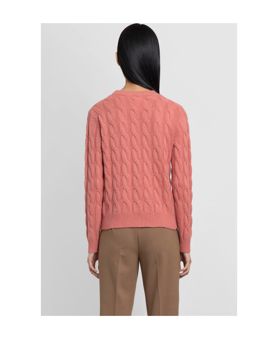 Max Mara Twisted Knitted Cashmere Pullover In Pink