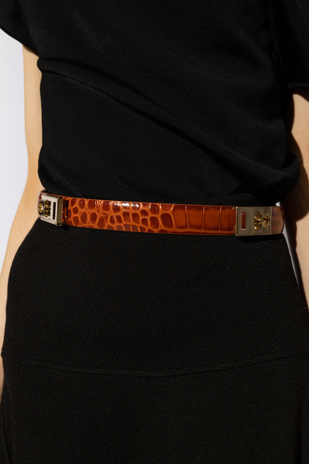 Shop Ferragamo Logo Belt In Brown