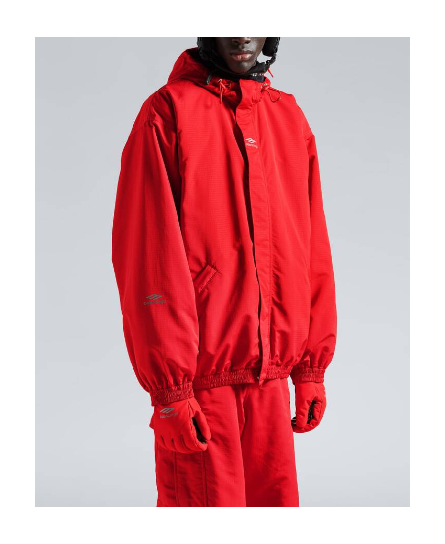Balenciaga Logo-print Hooded Ski Jacket In Red
