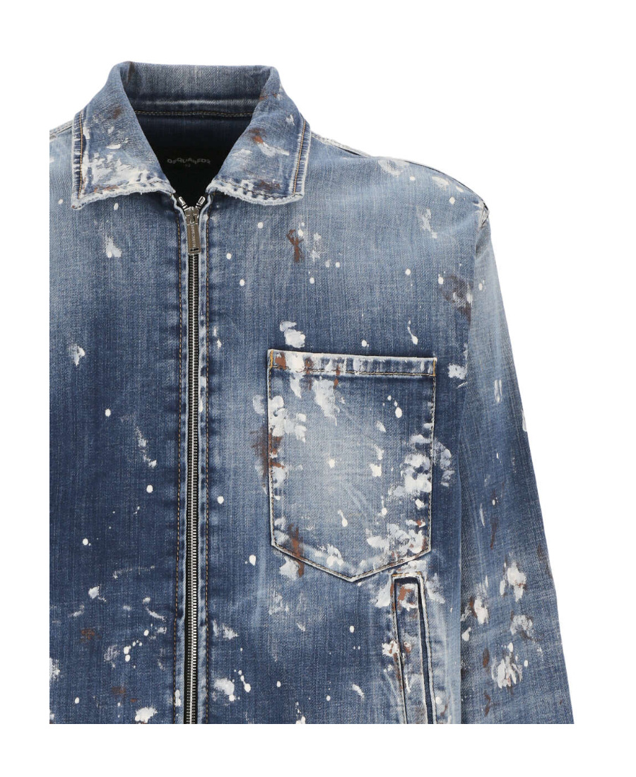 Dsquared2 Red Spots Washed Denim Jacket In Blue