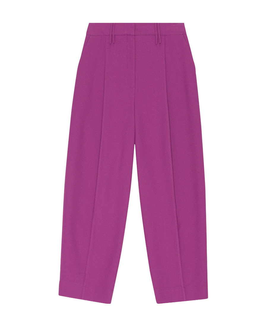 Ganni Pleated High-rise Wide-leg Pants In Pink