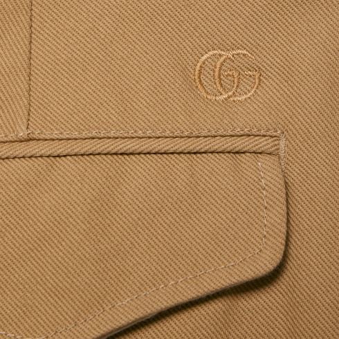 Gucci Drill Cotton Tapered Trousers In Nude