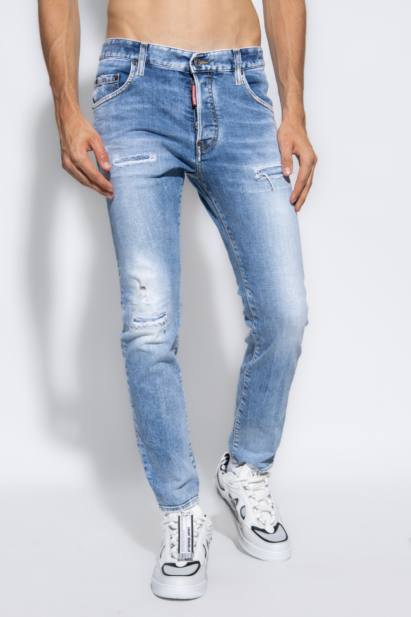 Shop Dsquared2 Logo-patch Mid-rise Skinny Jeans In Blue