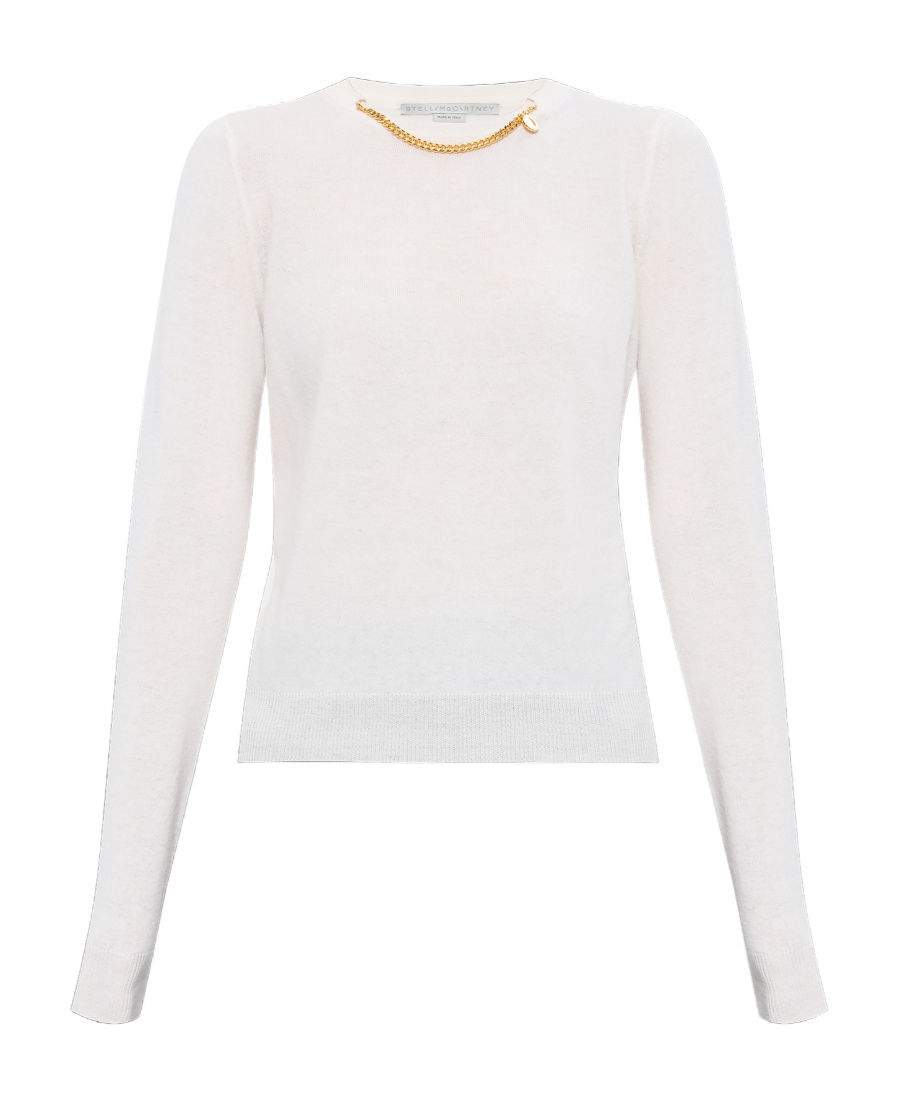 Stella Mccartney Round Neck Long-sleeved Sweater In White