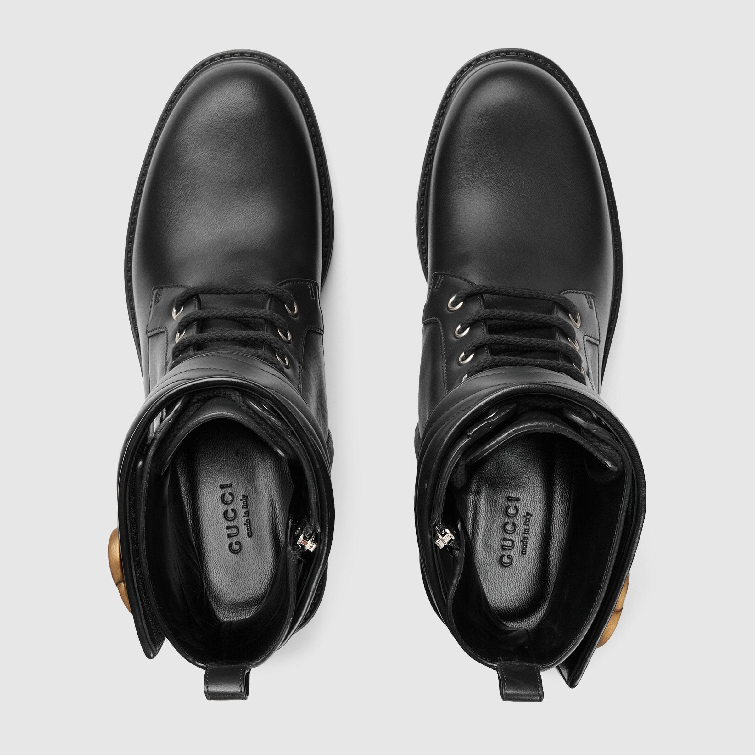 Gucci Womens Black Gg Marmont Round-toe Leather Ankle Boots In Black
