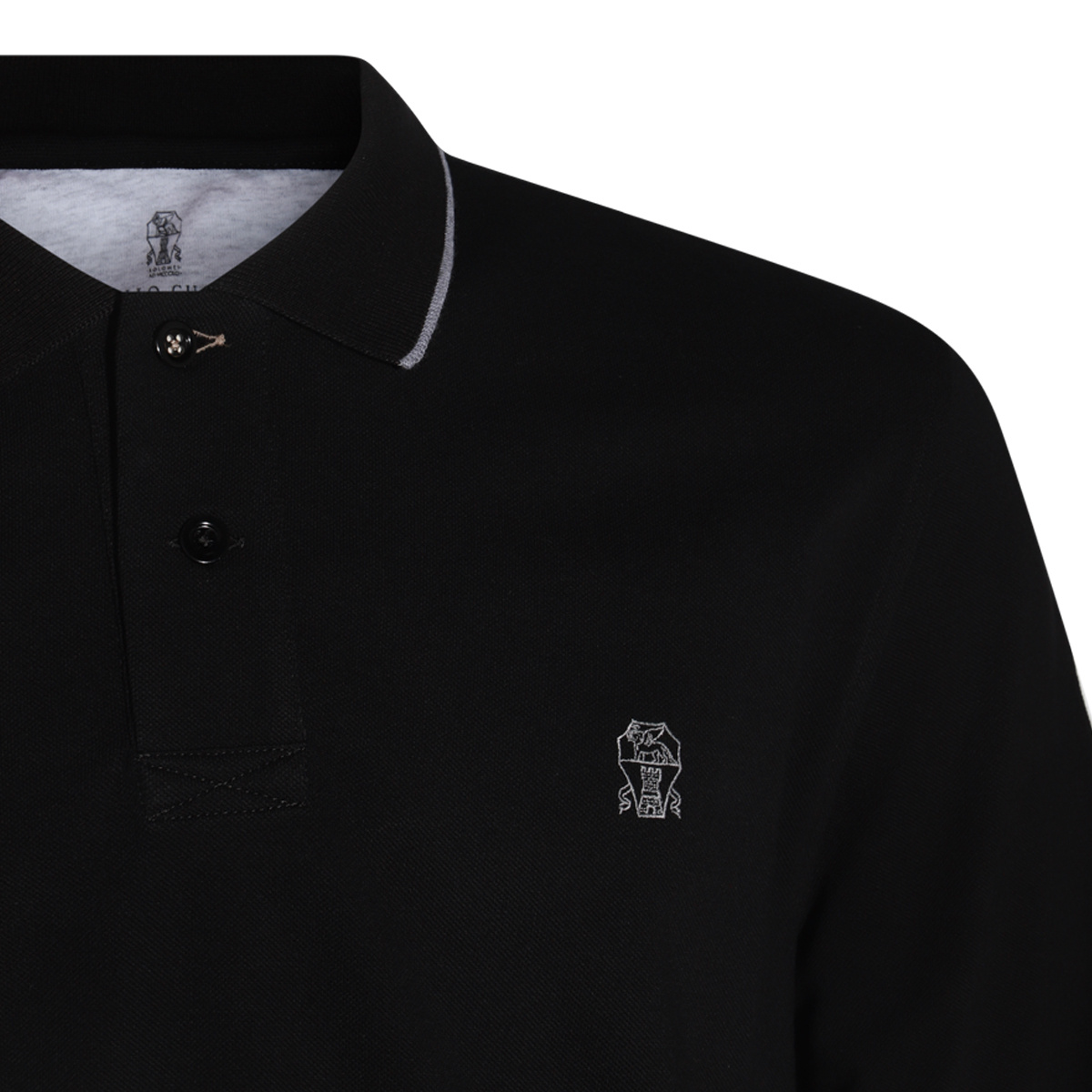 Brunello Cucinelli Piqué Polo Shirt Logo In Black