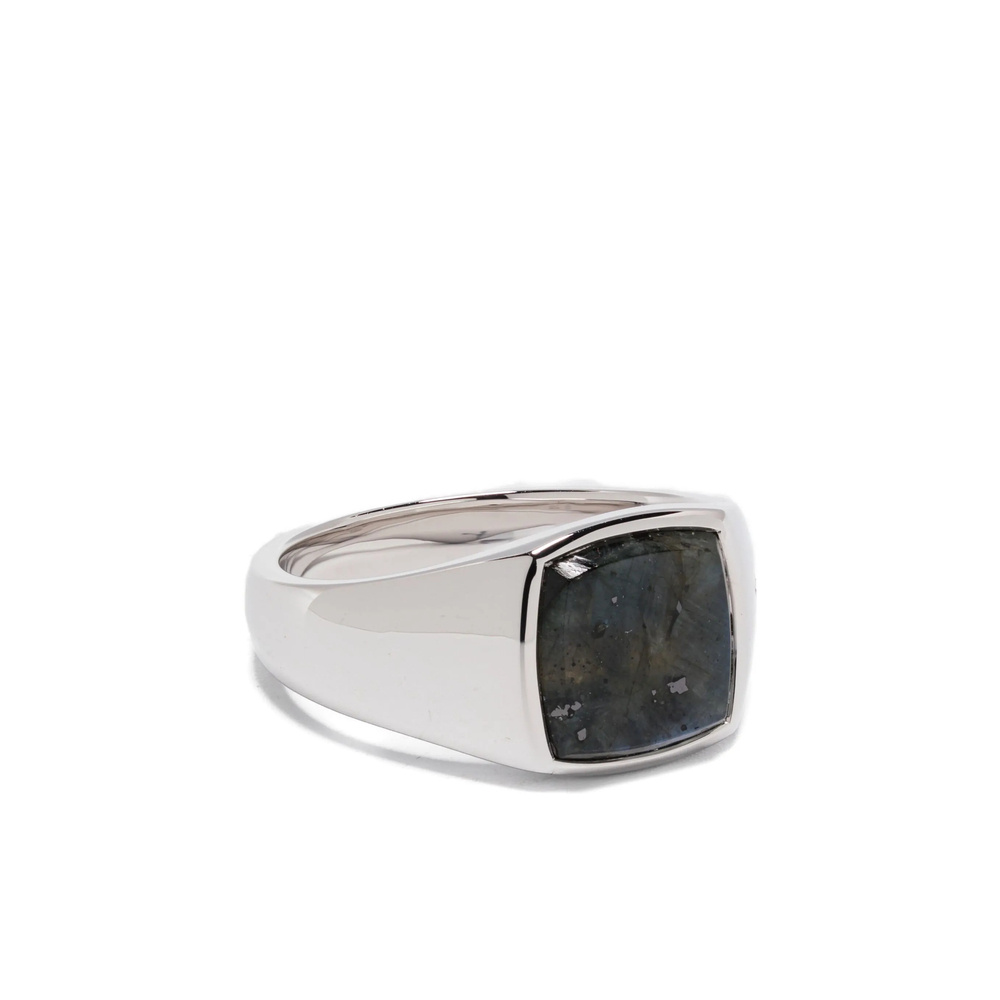 Tom Wood Cushion Onyx Sterling Silver Signet Ring In Metallic