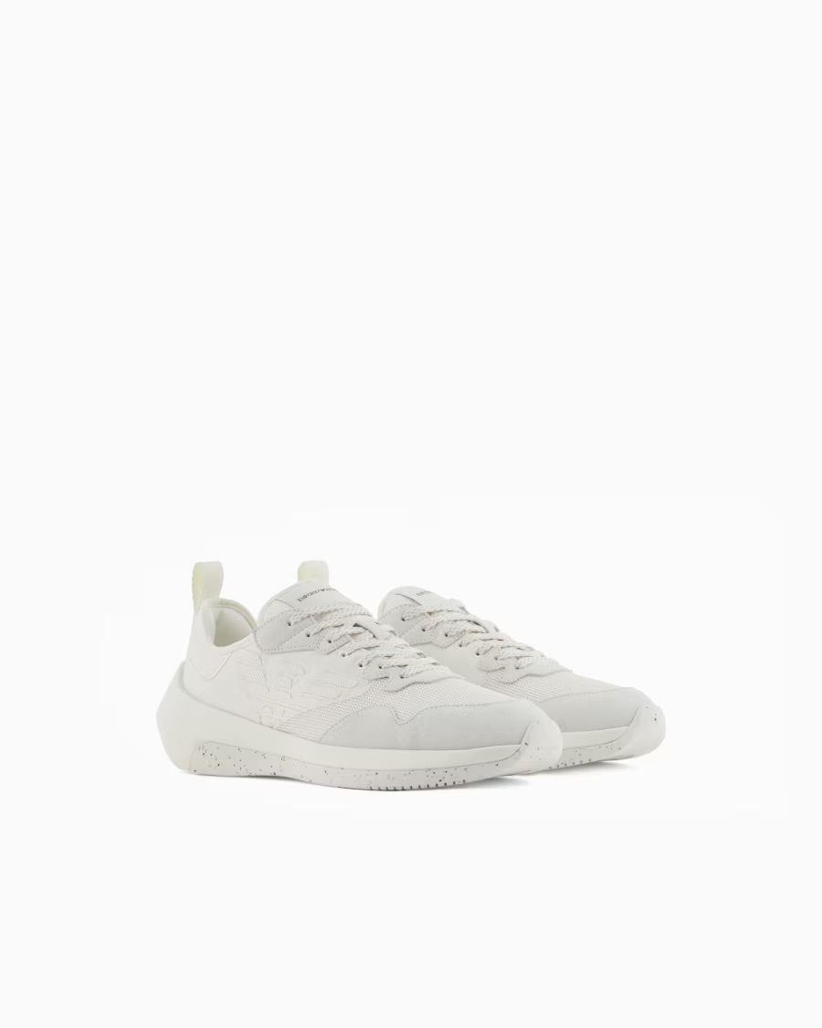 Emporio Armani Round-toe Sneakers In White