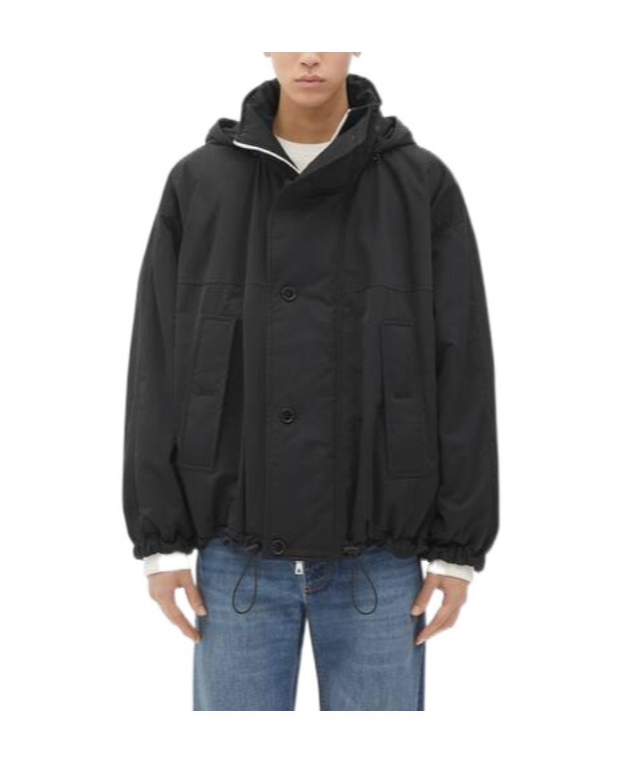 Bottega Veneta Tech Padded Hooded Jacket In Black