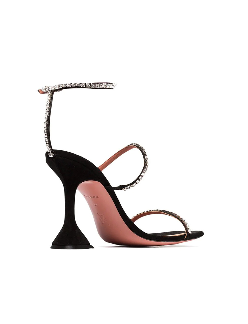 AMINA MUADDI GILDA 95 CRYSTAL THREE-STRAP OPEN-TOED SANDALS 