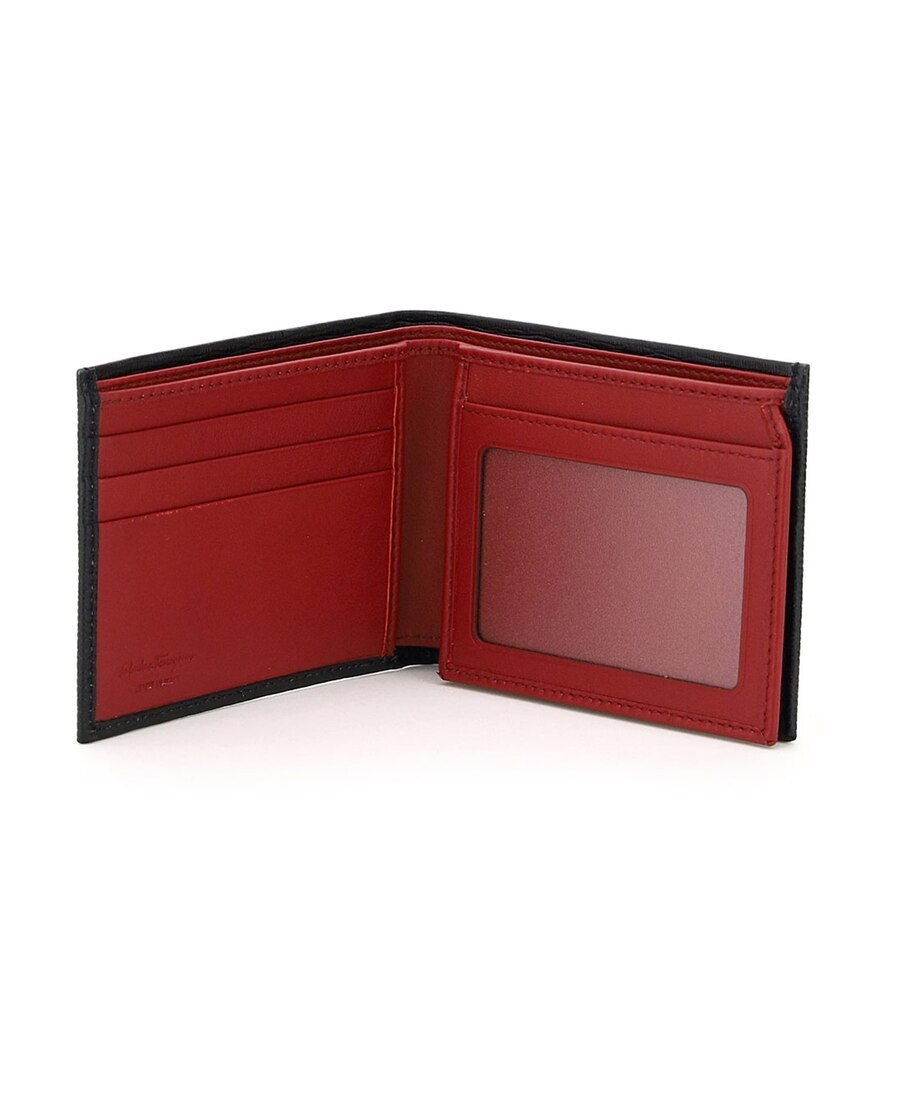 Ferragamo Gancini Bi-fold Leather Wallet In Black