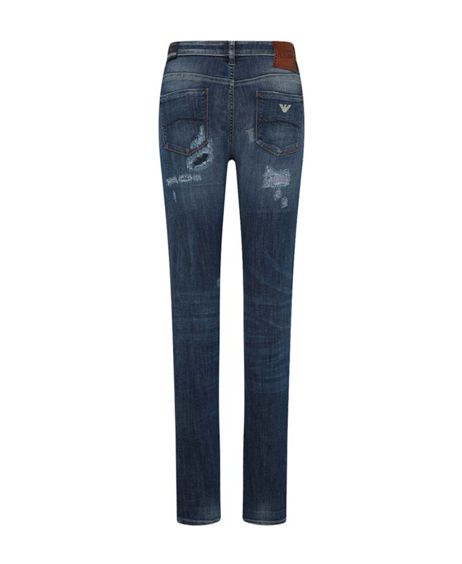 Armani Jeans Wash And Wear Out Skinny Jeans In Blue
