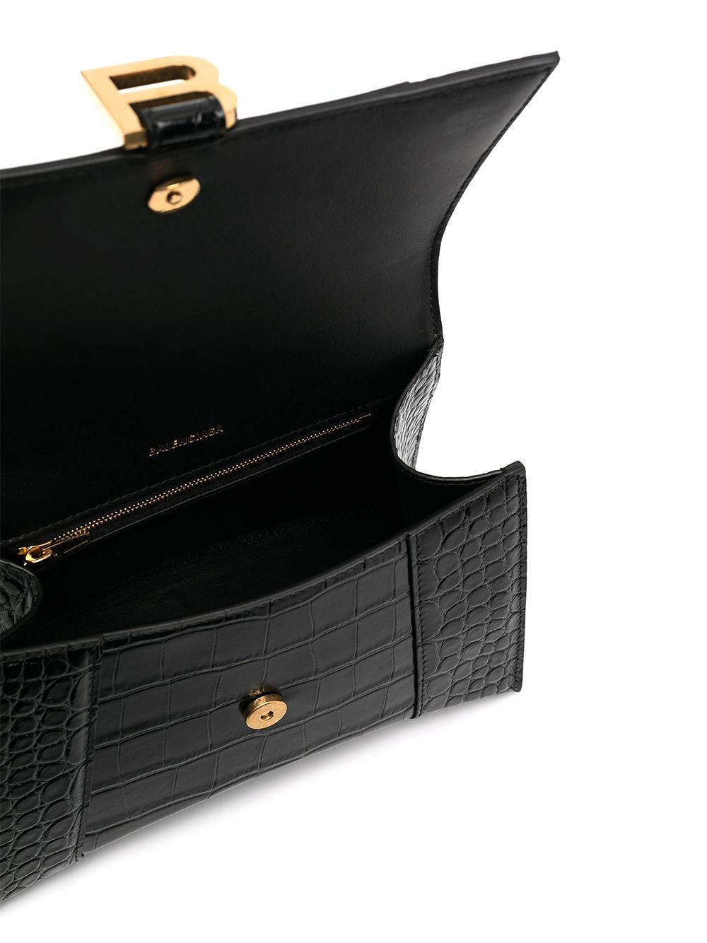 Balenciaga Borsa Hourglass Small Con Lavorazione Coccodrillo Da Donna In Nero In Black