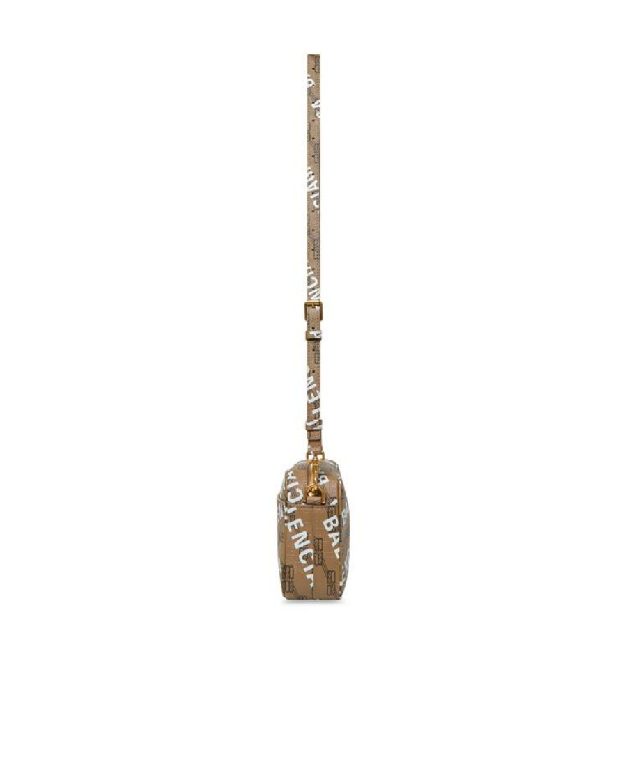 Balenciaga Logo-print Camera Bag In Brown