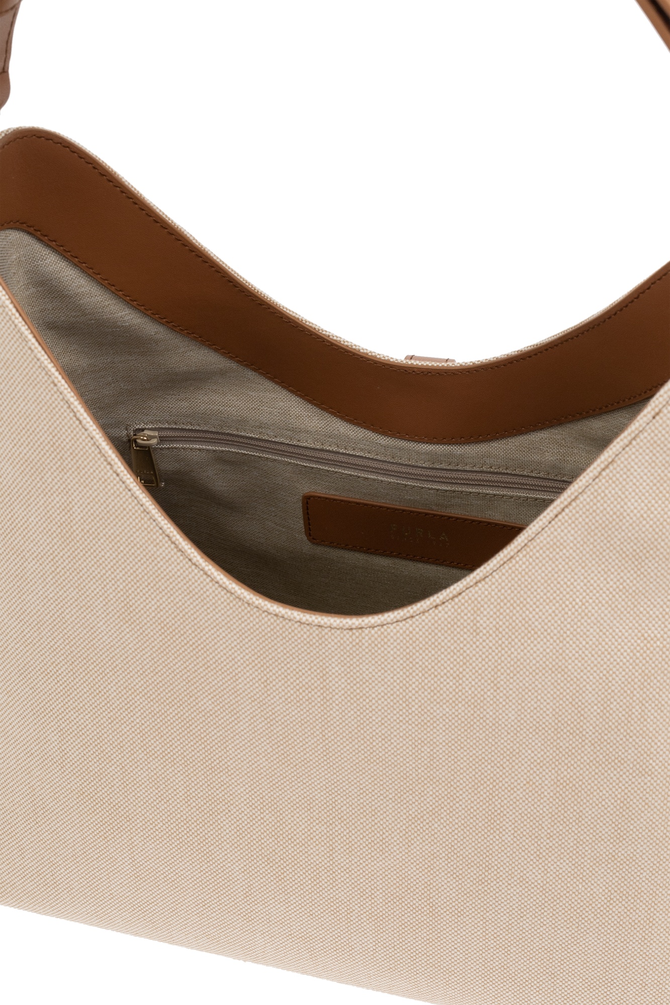 Furla 'droplet Hobo' Leather Bag In Nude