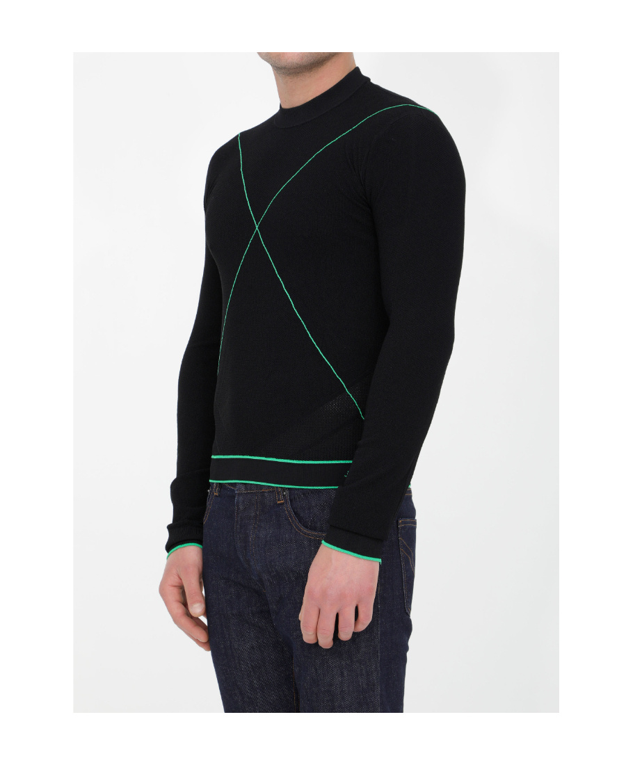 Bottega Veneta Line-knit Knitted Jumper In Black