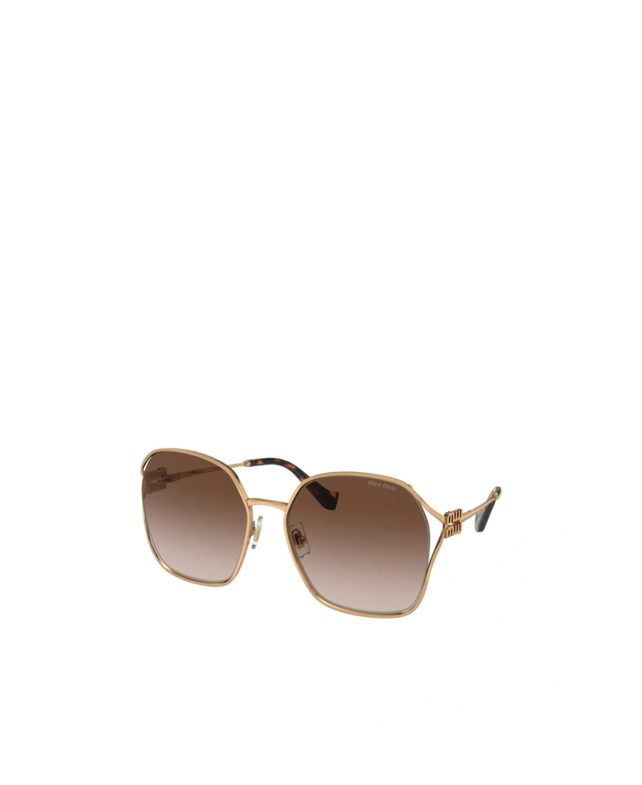 Shop Miu Miu Logo Sunglasses In Brown