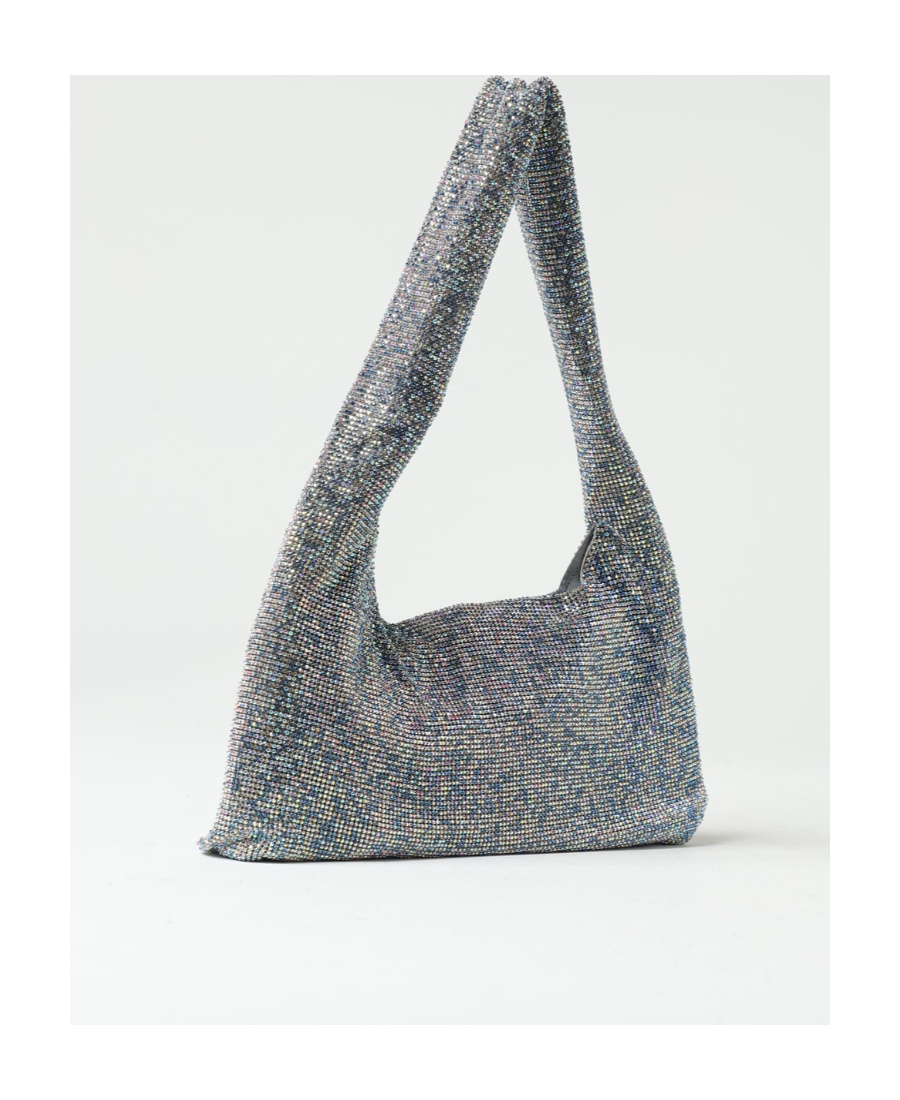 Kara Crystal Mesh Armpit Mini Bag In Gray