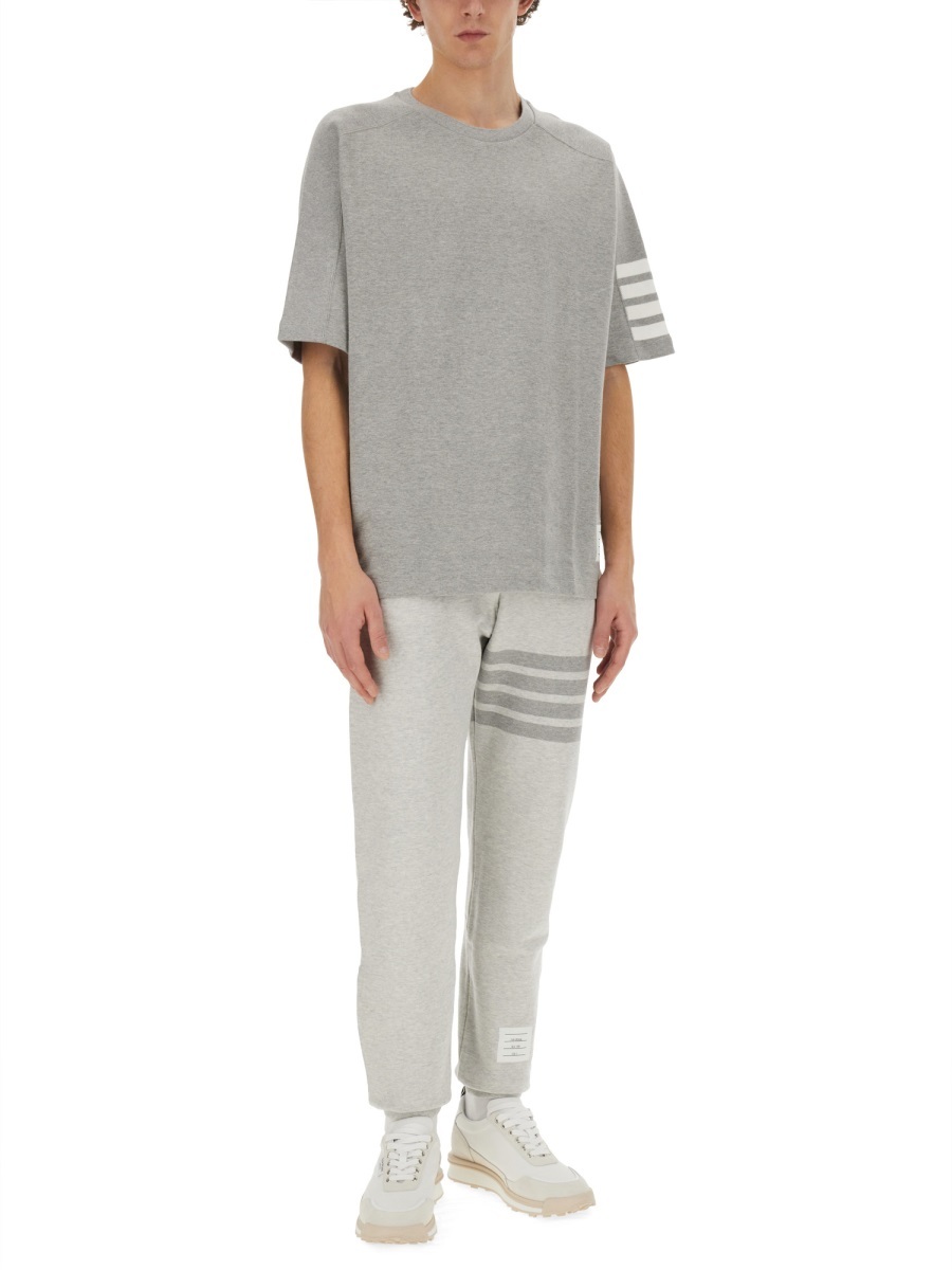 Thom Browne Cotton 4-bar Short Sleeve T-shirt In Gray