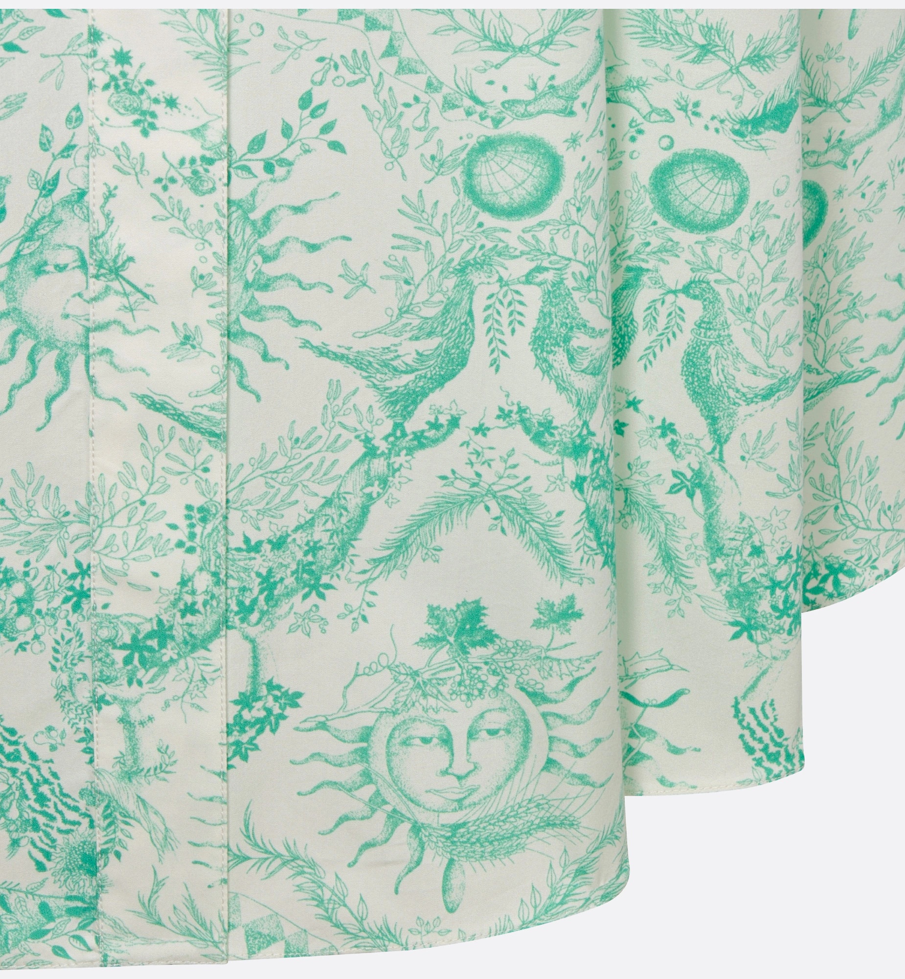 Dior Cotton Blend Flared Shirt Dress With Azulejo Motif In Green