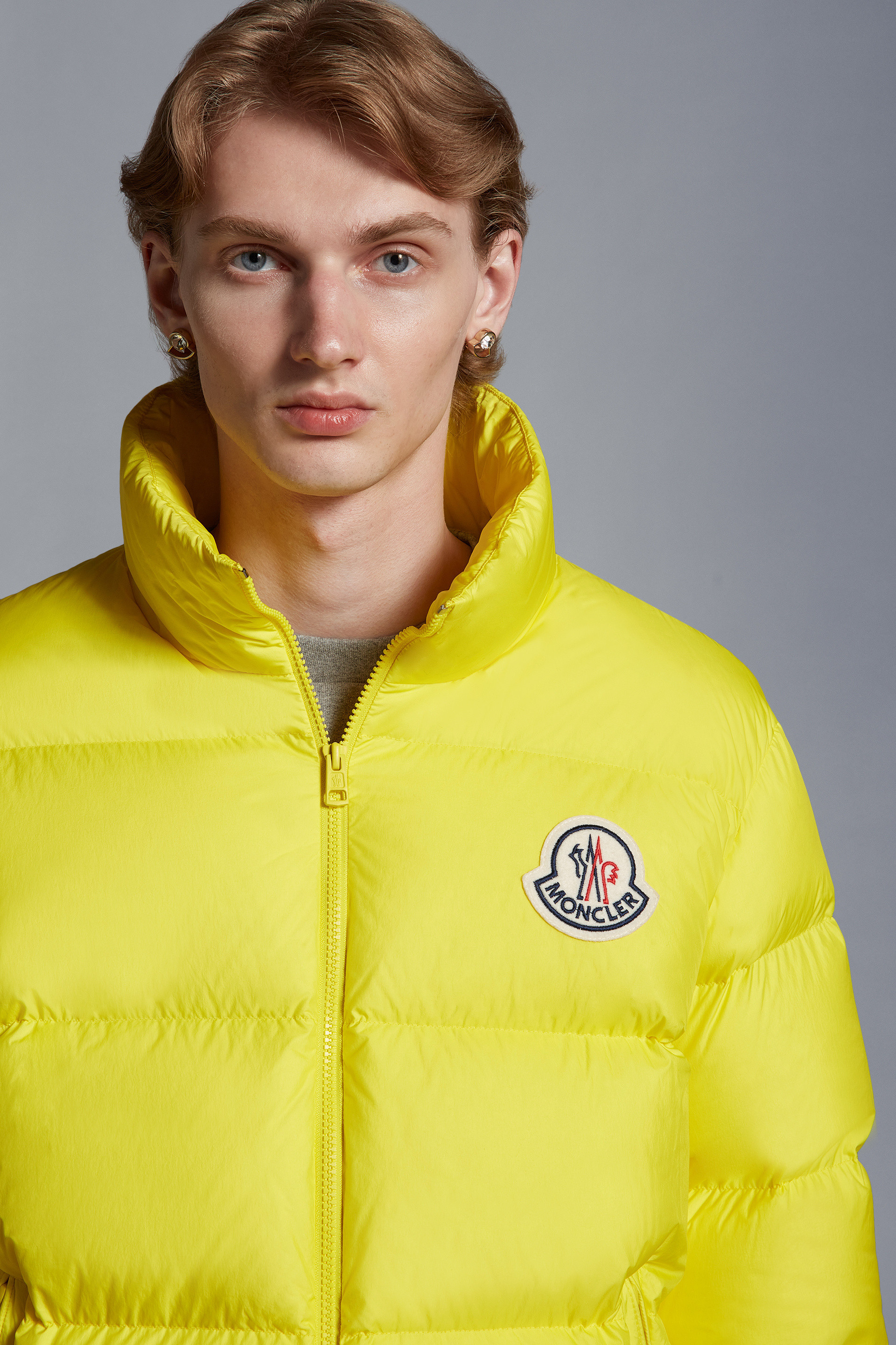 Moncler High-collar Long-sleeved Cotton Suit In Yellow
