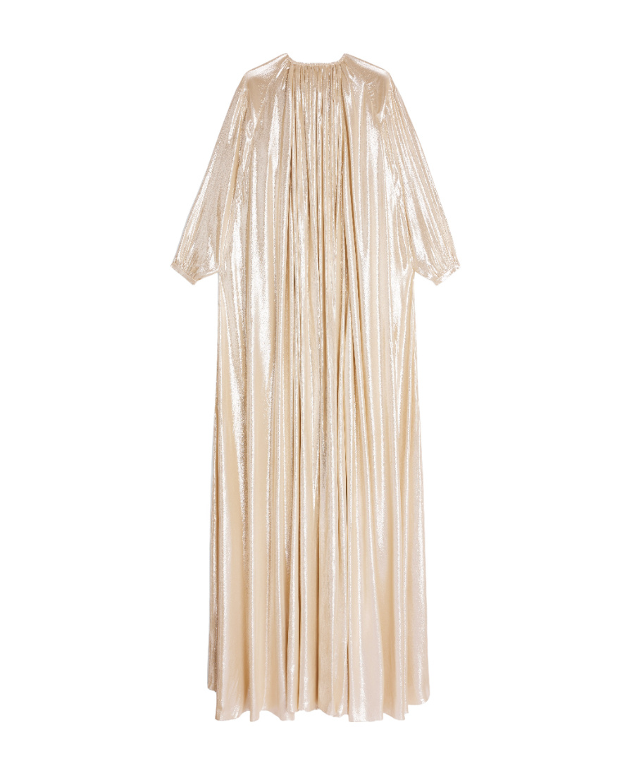 Celine Gold And Silver Mink Leather Canopy Mini Dress In Nude