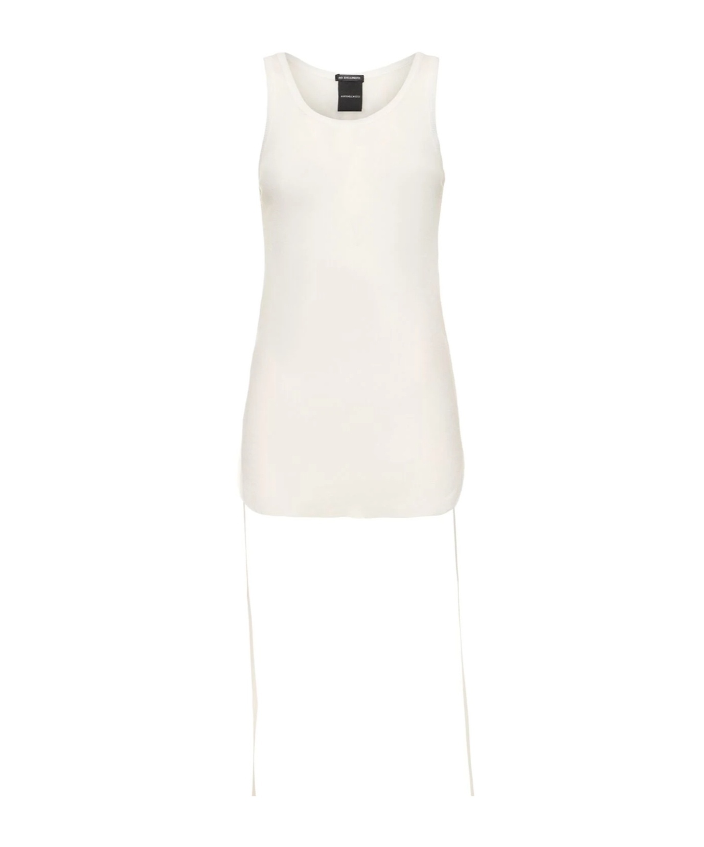Ann Demeulemeester Cropped Tank Top Light Cotton Rib In White