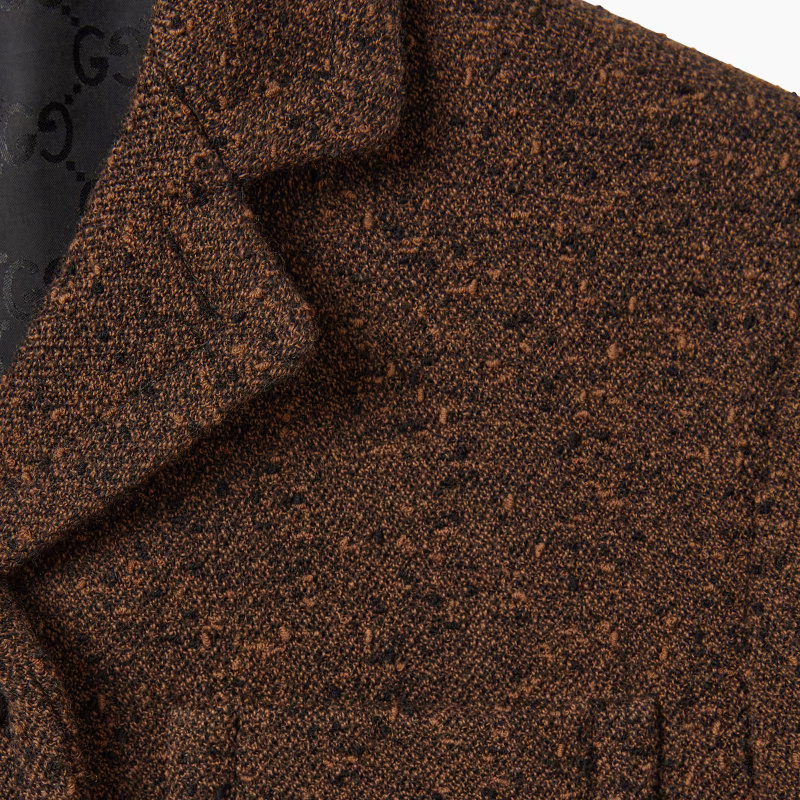 Gucci Seeded Wool Jacket In Brown