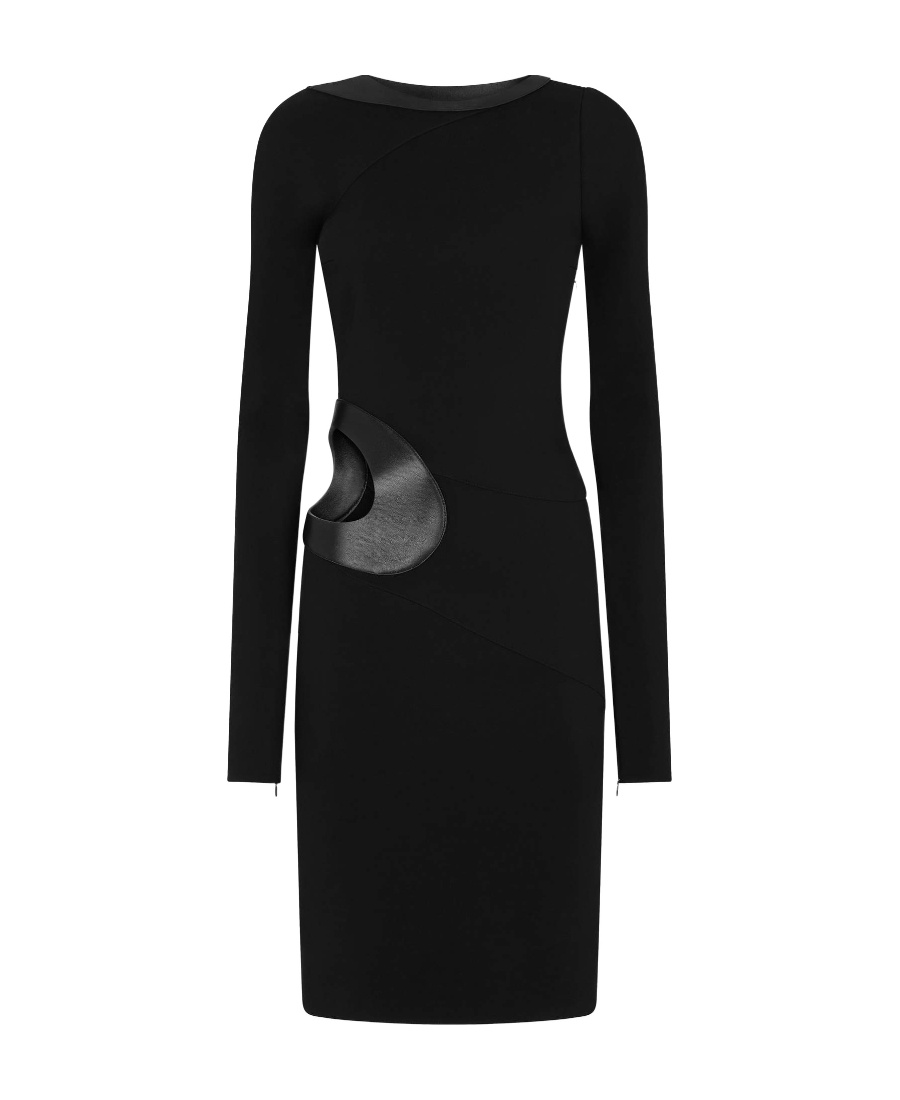 Tom Ford Cut-out Detailed Crewneck Mini Dress In Black