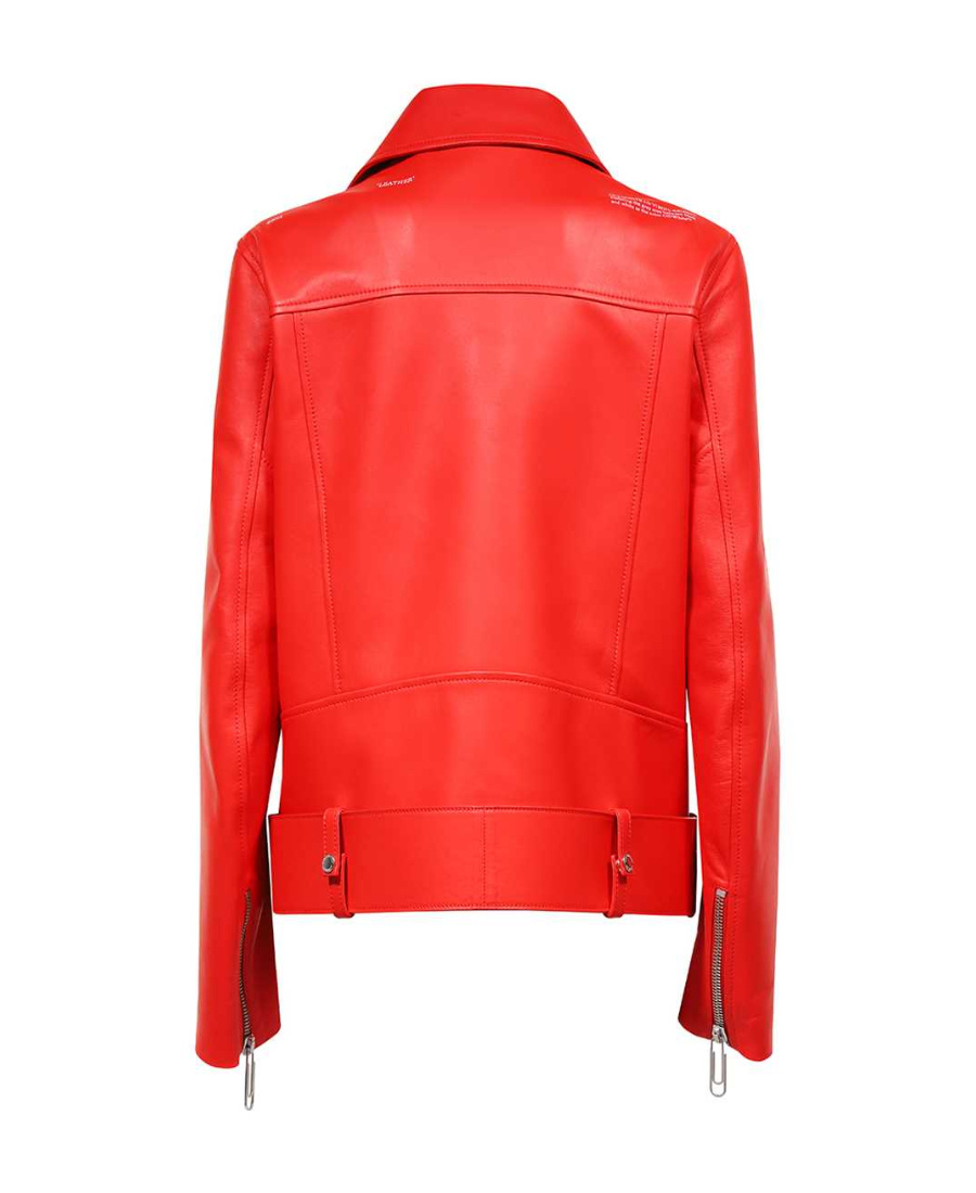 Off-white Ff Leather Biker In Red