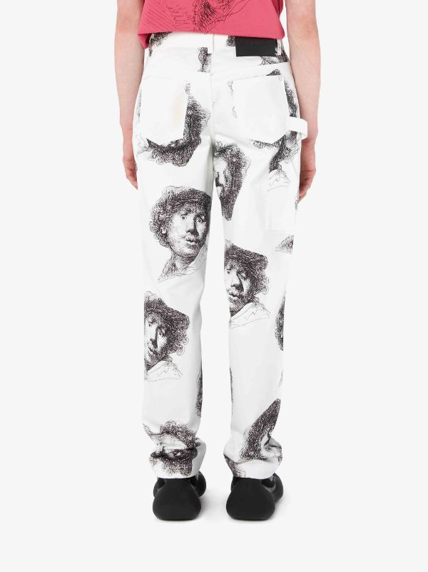 Jw Anderson Rembrandt Graphic-print Trousers In White