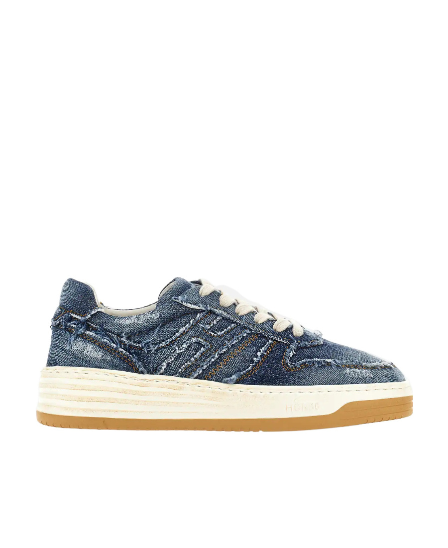Hogan Denim-effect Lace-up Sneakers In Multicolor