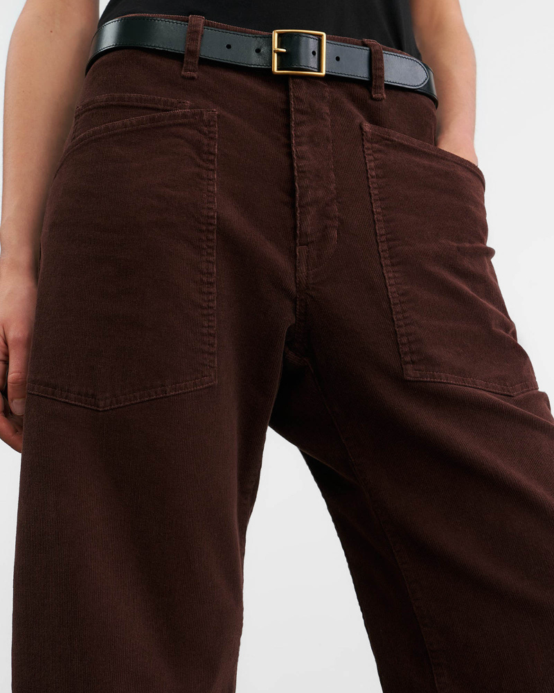 Nili Lotan Shon Cotton-blend Corduroy Tapered Pants In Burgundy