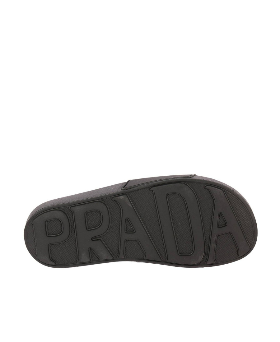 Prada Logo Flip-flops In Black